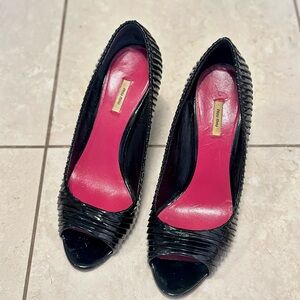 Miu Miu Black and Pink Peep Toe Heels